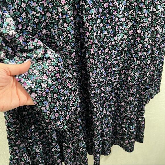 Wild Fable Velvet Floral Long Sleeve Puff Shoulder Boho Dress Size L - Picture 8 of 15
